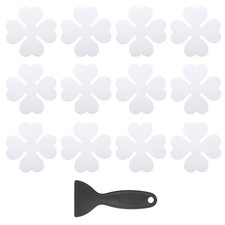 12 Pcs Non Slip Bathtub Stickers with Scraper Anti Slip Four Leaf White