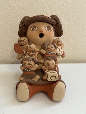 Native American Kenneth / Kenny Sando Signed Jemez Pueblo Storyteller Figurine