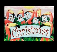 Paper Magic Pink Flamingo Christmas Cards Box of 17 With Envelopes Unused