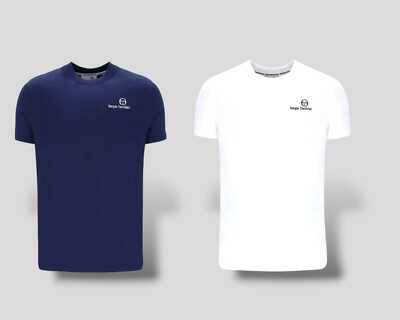 Sergio Tacchini Retro Felton TEE Shirts White-Navy & Maritime Blue