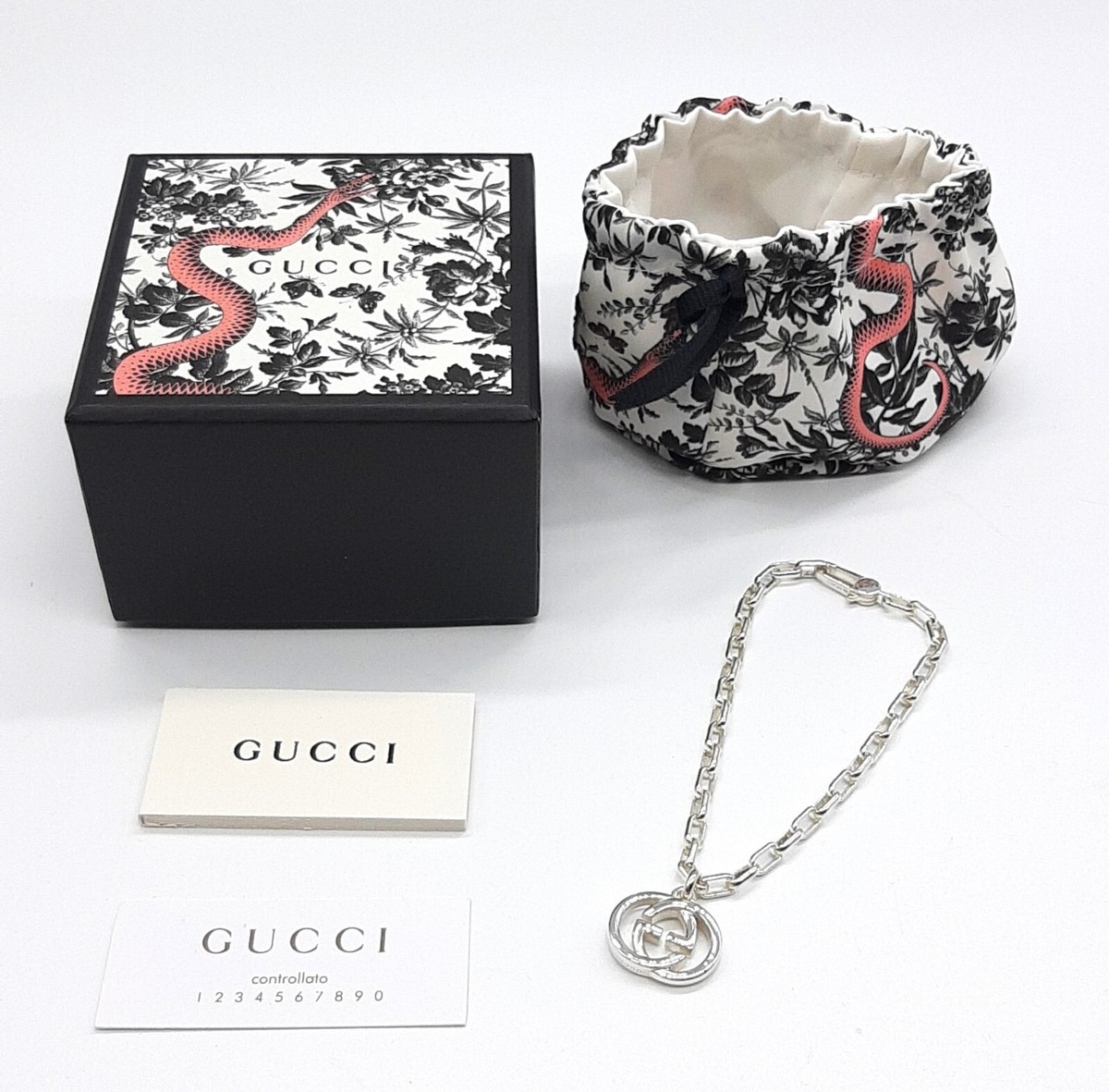 Gucci Bracelet Interlocking GG logo motif silver 925 size 19 with