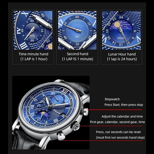 SALE - Watch Male Roman Numeral Chronograph Wristwatch Luminous Men Quartz Watch - Picture 4 of 23