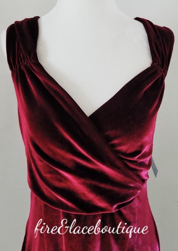 NWT MODCLOTH CRANBERRY VELVET STRETCH BODYCON DRESS SZ 1X 12 14 - Picture 2 of 5