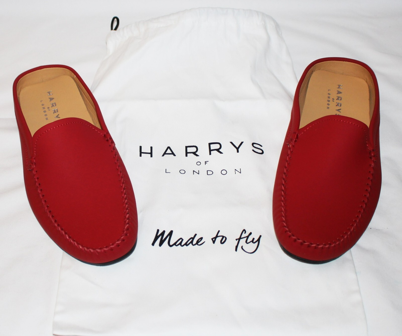 SAOLA $375 Nuovo HARRYS OF LONDON Red JET SLIPPER pelle suola gomma US 12 EU 45 UK 11