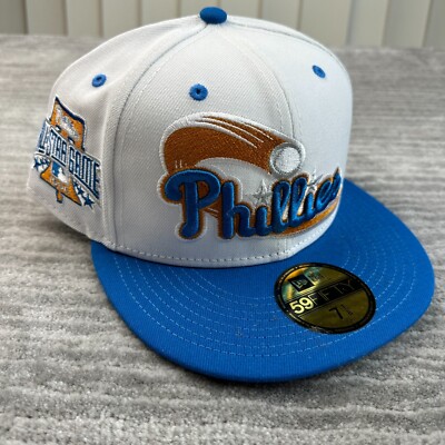 Philadelphia Phillies Hat Cap Mens Fitted 1/8 White Blue New Era Side  Patch