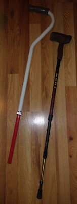 2 Nice Used Walking Sticks Leki 34'' Walk/Trek Antishock & Unbranded 30-40'' 