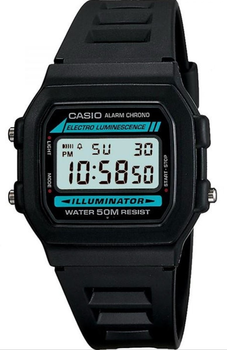 Casio Classic Alarm Chrono Black Digital Watch W-86-1VQES