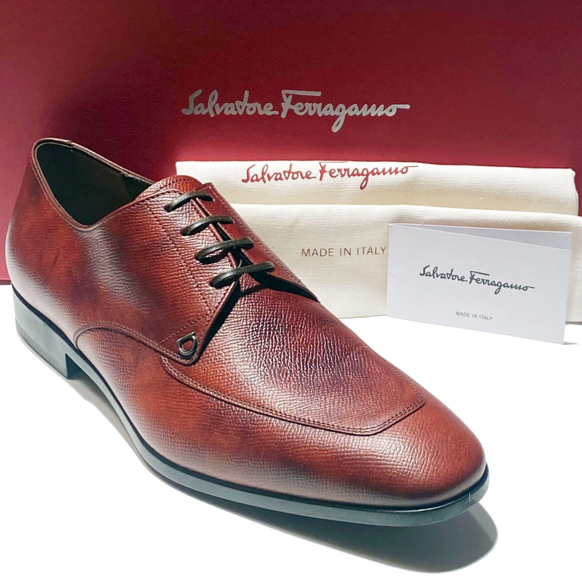 Salvatore Ferragamo lavorazione Originale 9.5EE textured brown leather Oxford SALVATORE FERRAGAMO Leather Dress Loafers | Mercari main image 4