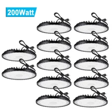 12 Pcs UFO LED High Bay Light 200W Industrial Commercial Garage Warehouse Light