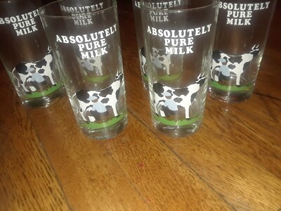 LOT CERA ABSOLUTELY PURE MILK 12 oz. DRINKING GLASSES FARMER & COWS SET OF  6 | eBay
