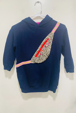 MARC JACOBS Girls Belt Bag Print Hooded Sweater Dress Blue Sz 6 Originally $107