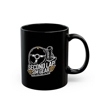 Second Lap Sim Gear Black Mug - 11oz & 15oz for Racing Enthusiasts