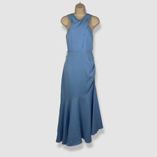495 Sachin Babi Women's Blue Ruffled Pleated Halter Naomi Dress Size 6