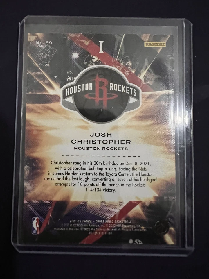 2021-22 Josh Christopher Rookie LEVEL 1 - PANINI COURT KINGS #89 Rockets RC - Image 2 of 2