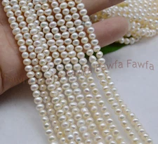 Wholesale Natural 4-5mm Real White Freshwater Akoya Pearl Loose Beads Strand 15"