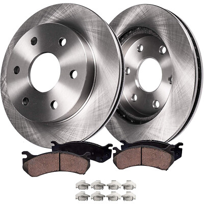 Front Drilled & Slotted Brake Rotors + Ceramic Pads Kit For Buick Enclave, Chevy Traverse, GMC Acadia - 10 Yr Warranty