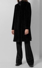 $1850 Cinzia Rocca Women Black Wool Alpaca Overcoat Peacoat Coat Jacket Sz 12
