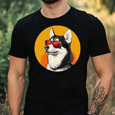 Men's Husky Sunglasses Cotton T-Shirt Size XS to 5XL