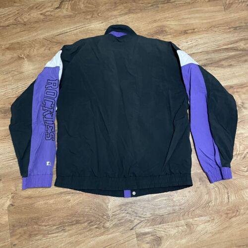 Colorado Rockies Baseball Black Purple Jacket Men Size Large Starter Vintage MLB - Picture 2 of 8