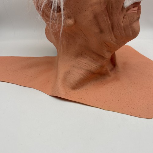 Alter Mann/Geezer mit weißen Haaren & Schnurrbart Latex Vollhals Halloween Maske Erwachsene - Bild 10 von 14
