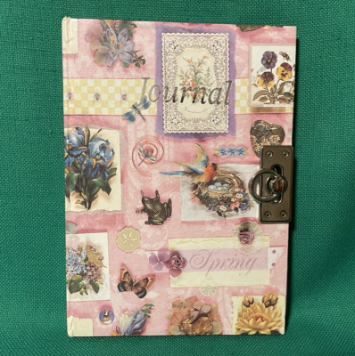Journal Lined With  Lock By Once Upon a Time Spring  Floral Birds & Butterflies
