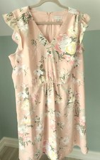 Loft Outlet Floral Dress Size XL Floral Ruched Sleeves