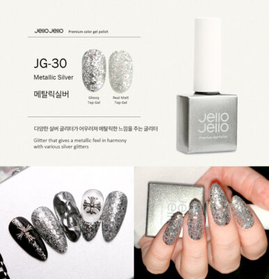 Jello Jello Glitter Gel Nail Polish 10ml 8 Color UV LED Gel Varnish, KBeauty