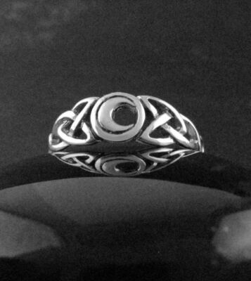Crescent Moon Celtic Knot Ring Celestial Wiccan Pagan Witchy Jewelry 925 wh02