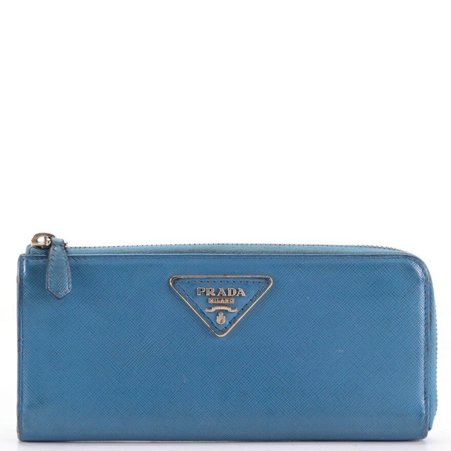 Prada Zipper Wallet in Saffiano Leather | eBay