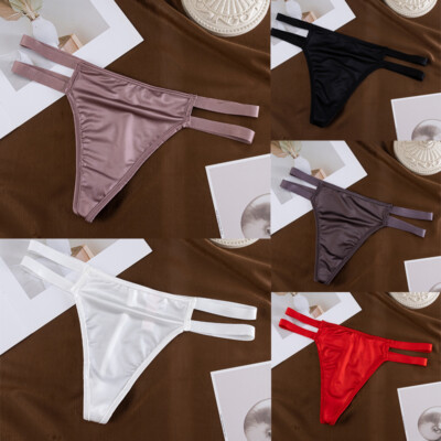 5 Pack Lot Sexy Womens Satin Panties Briefs Thongs Bikinis Underwear Lingeries