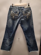 Rock Revival Jeans Janelle Capri Womens 30 Straight Raw Hem Q263 E/15