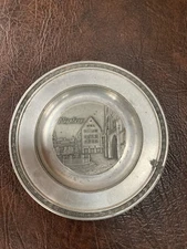 Vintage NURNBERG German Pewter 6 inch Hanging Plate  Zinn Giesser Innung