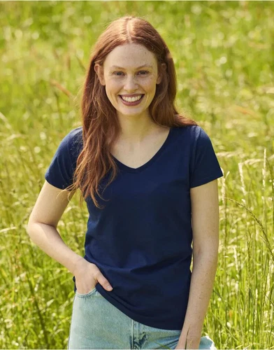Fruit Of The Loom Ladies Iconic 150 V-Neck T-Shirt Womens Short Sleeve Tee Top
