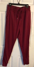 Barbell Red Stretch Elastic Waist Pants Cuffed Ankle Womens XL