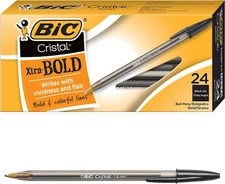 BIC Cristal Xtra Bold Ballpoint Pen Point (1.6mm) 24 Count Black