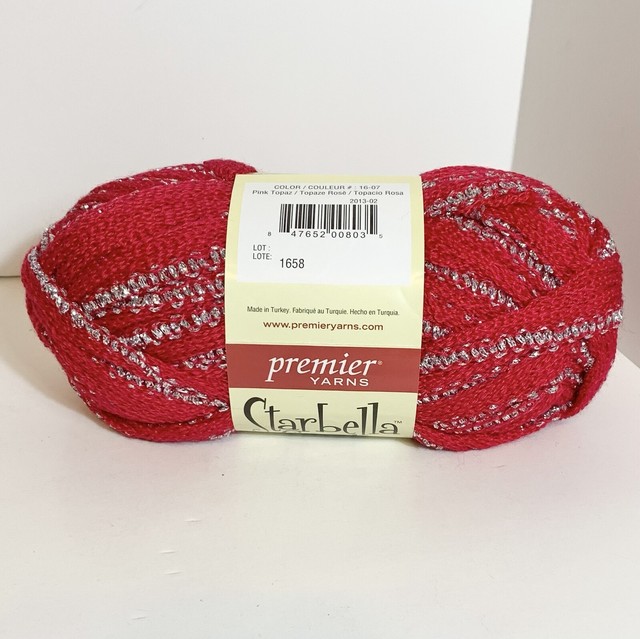 Starbella Flash Yarn Pink Topaz 33 Yards 1 Skein Silver Premier Yarns