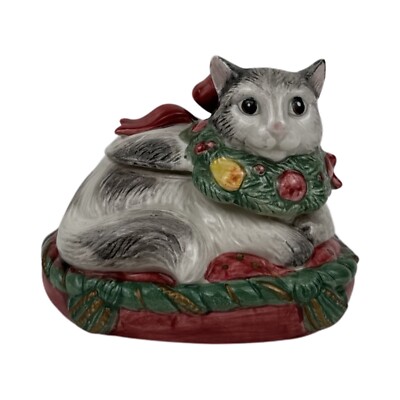 Fitz & Floyd 1994 Holiday Cats Sugar Bowl & Lid - New In Box