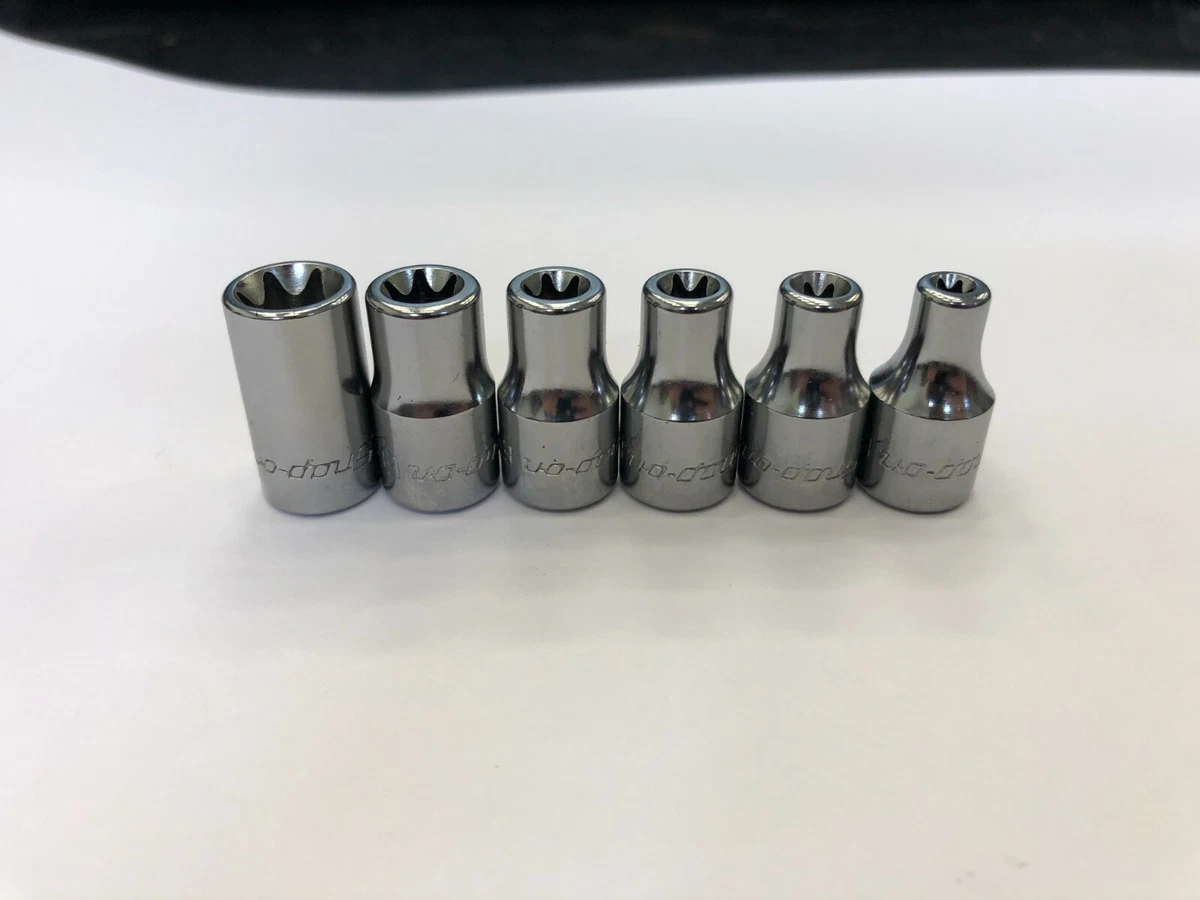 Snap on Tools USA NEW 6pc 1 4 Drive Chrome Inverted E Torx Socket Lot Set E4 E10