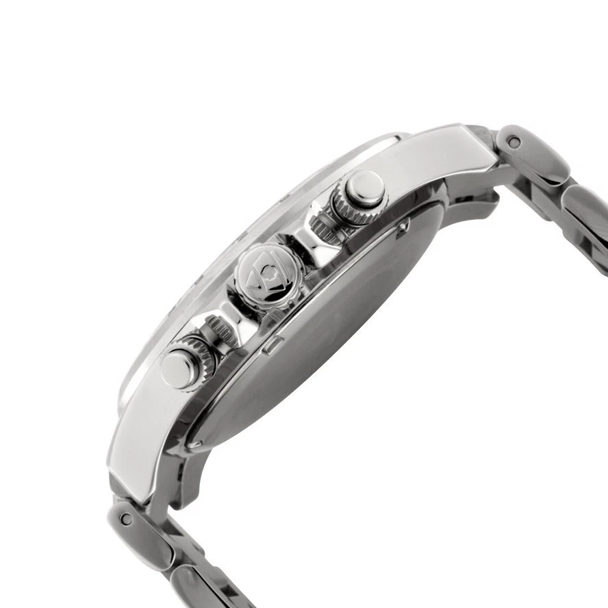 CRONÓGRAFO EÓGRAFO SUIZO LEYENDA ACERO INOXIDABLE ESFERA AZUL OSCURO BANDA TONO PLATA Foto 3 de 4