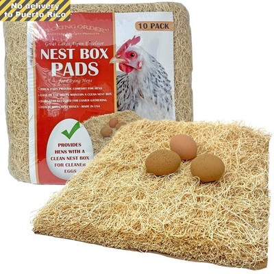 Chicken Nest Box Pads 10 Pack, Made with Great Lakes Aspen Excelsior Wood Fibers