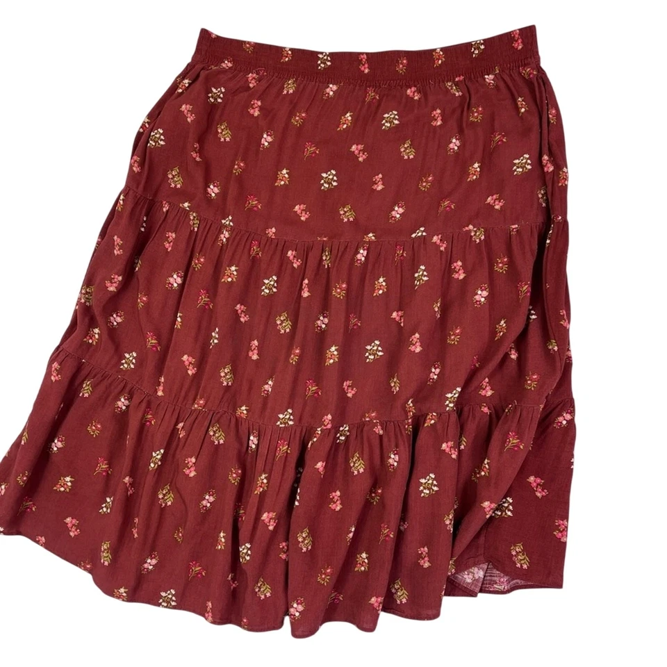 Falda Sonoma para mujer talla grande 2X en capas floral midi en capas boho hadas cabaña Foto 3 de 4