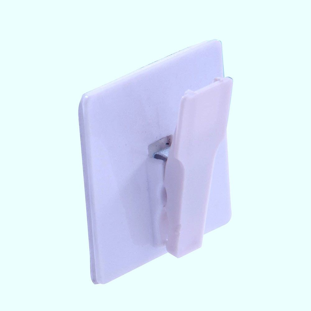 Hillman Plastic Spring Clip Hook- White - Adhesive Backed 852987