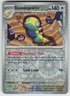 Dudunsparce 080/131 Holo Rare Prismatic Evolutions Pokemon Reverse Holo NM