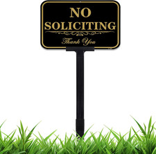 Large No Soliciting Yard Sign with Stake, 14X10 Inch/37 Inch Long Adjustable Hei