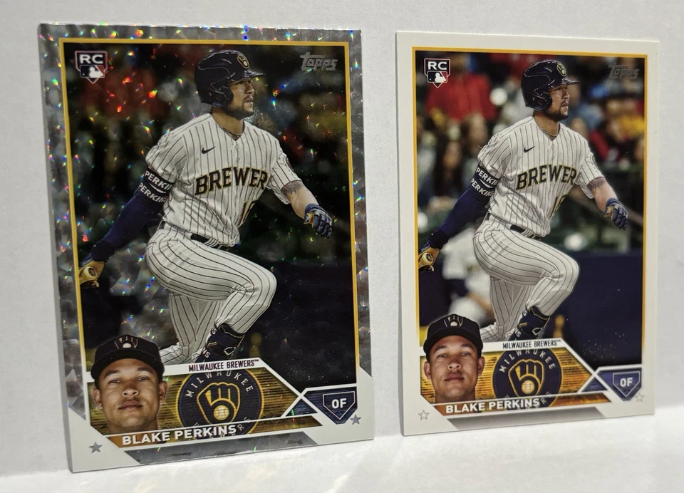 2023 Topps Update Series Blake Perkins #US242 Silver Crackle Foilboard RC + Base - Image 2 of 4