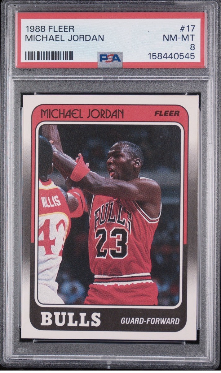 1988 FLEER #17 MICHAEL JORDAN PSA 8 NM Bulls GOAT
