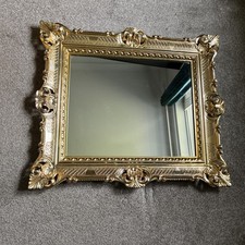 Ornate Rectangular Wall Mirror Baroque Rococo Gold Crested Style 69.5  x 59 cms 