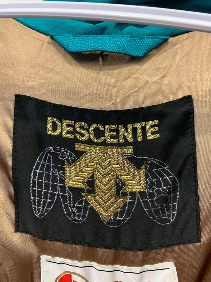 Chaqueta de esquí vintage Descente Suisse Ski Team XXL 56 para hombre verde azulado azul marino retro años 90 #129 Foto 3 de 4