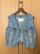 VTG Guess Jeans Denim Vest Gilet Women's Size M Blue Light Wash 90s