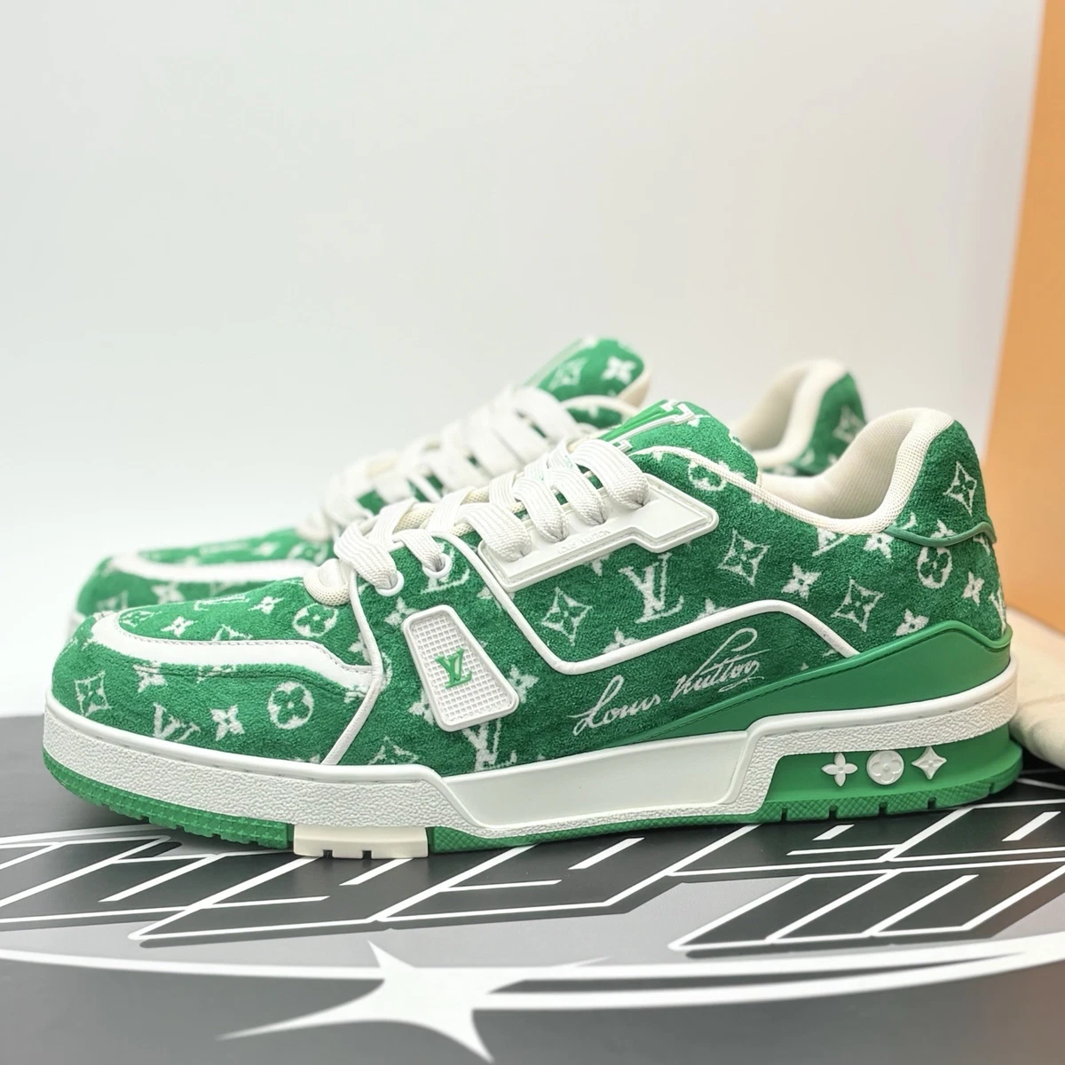 Louis Vuitton LV Trainer Monogram Green/White for sale | eBay